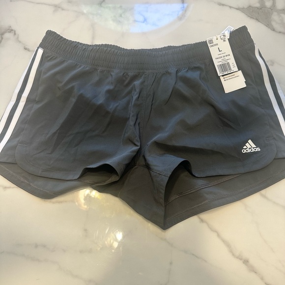 Adidas Dark Gray Sports Shorts with White Stripes - Picture 2 of 3